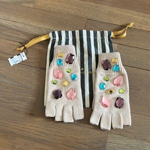 100% Authentic LELE SADOUGHI Mixed Jewels Fingerless Knit Gloves
